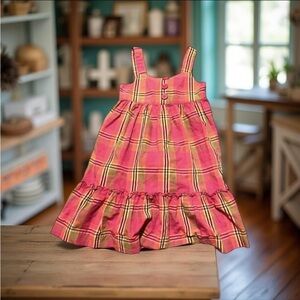 Hanna Andersson Multicolored Plaid 3 button-fron Ruffled bottom girlie dress